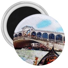Lovely Gondola Ride - Venetian Bridge 3  Magnets by ConteMonfrey