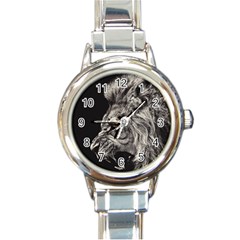 Angry Male Lion Round Italian Charm Watch by Jancukart