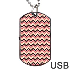 Geometric Pink Waves  Dog Tag Usb Flash (two Sides)