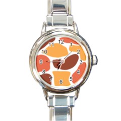 Geometric Pastel Bricks   Round Italian Charm Watch