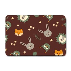 Rabbits, Owls And Cute Little Porcupines  Small Doormat by ConteMonfreyShop