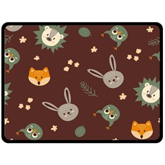 Rabbits, Owls And Cute Little Porcupines  Fleece Blanket (large) by ConteMonfreyShop