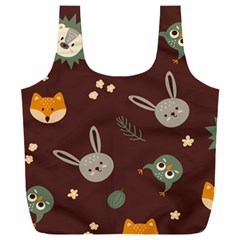 Rabbits, Owls And Cute Little Porcupines  Full Print Recycle Bag (xxl) by ConteMonfreyShop