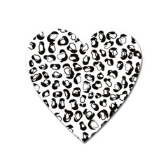 Black And White Leopard Print Jaguar Dots Magnet (heart) by ConteMonfreyShop