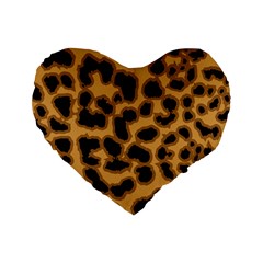 Leopard Print Spots Standard 16  Premium Flano Heart Shape Cushion  by ConteMonfreyShop