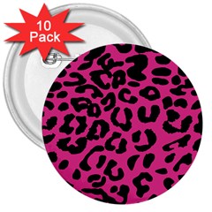 Leopard Print Jaguar Dots Pink 3  Button (10 Pack)