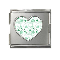 Green Nature Leaves Draw    Mega Link Heart Italian Charm (18mm) by ConteMonfreyShop