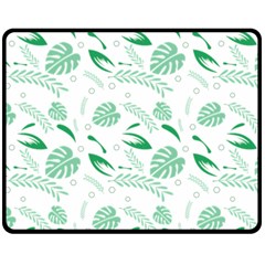 Green Nature Leaves Draw    Double Sided Fleece Blanket (medium) by ConteMonfreyShop