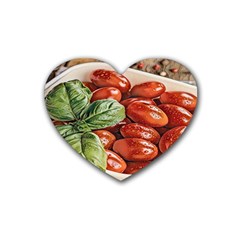 Fresh Tomatoes - Italian Cuisine Rubber Coaster (heart) by ConteMonfrey