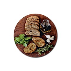 Oil, Basil, Garlic, Bread And Rosemary - Italian Food Rubber Coaster (round) by ConteMonfrey