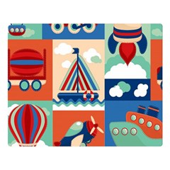 Toy Transport Cartoon Seamless-pattern-with-airplane-aerostat-sail Yacht Vector Illustration Double Sided Flano Blanket (large)  by Jancukart
