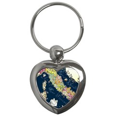 Map Italy Blue  Key Chain (heart)