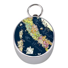 Map Italy Blue  Silver Compass (mini) by ConteMonfreyShop