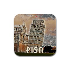 Pisa Tower, Italy Rubber Square Coaster (4 Pack) by ConteMonfrey