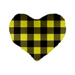 Black and yellow big plaids Standard 16  Premium Heart Shape Cushions Back