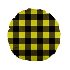 Black And Yellow Big Plaids Standard 15  Premium Flano Round Cushions