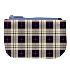Gray, Purple And Blue Plaids Large Coin Purse