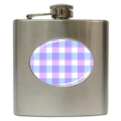 Cotton Candy Plaids - Blue, Pink, White Hip Flask (6 Oz)