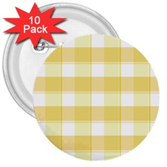 Cute Plaids White Yellow 3  Buttons (10 Pack)  by ConteMonfrey