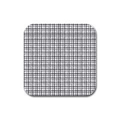 Small White Lines - Plaids Rubber Square Coaster (4 Pack) by ConteMonfrey