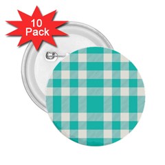 Turquoise Small Plaids  2 25  Buttons (10 Pack)  by ConteMonfrey