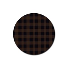 Brown And Black Plaids Rubber Coaster (round) by ConteMonfrey