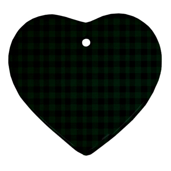 Black and dark green small plaids Ornament (Heart)