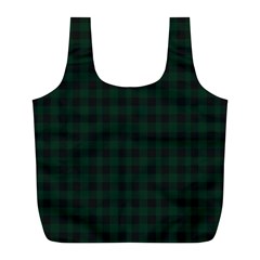 Black And Dark Green Small Plaids Full Print Recycle Bag (l) by ConteMonfrey