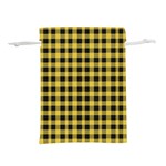 Black and yellow small plaids Lightweight Drawstring Pouch (M) Front
