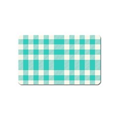 Turquoise Plaids Magnet (name Card) by ConteMonfrey