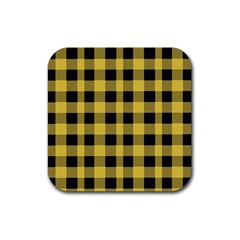 Black And Yellow Small Plaids Rubber Coaster (square) by ConteMonfrey