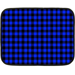 Neon Blue And Black Plaids Double Sided Fleece Blanket (mini)  by ConteMonfrey