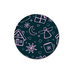 Background-cute Christmas Rubber Coaster (round) by nateshop
