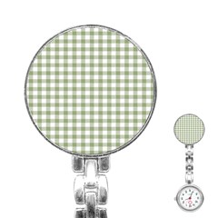 Green Tea White Small Plaids Stainless Steel Nurses Watch by ConteMonfrey