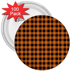 Orange Black Small Plaids 3  Buttons (100 Pack)  by ConteMonfrey