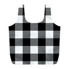 Black And White Classic Plaids Full Print Recycle Bag (l) by ConteMonfrey