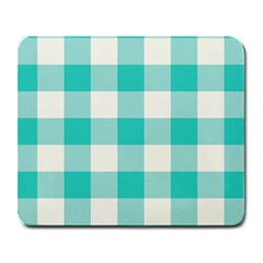 Blue And White Plaids Large Mousepads by ConteMonfrey