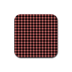 Straight Black Pink Small Plaids  Rubber Coaster (square) by ConteMonfrey