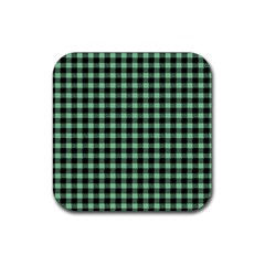 Straight Green Black Small Plaids   Rubber Coaster (square) by ConteMonfrey