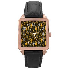Christmas Rose Gold Leather Watch  by nateshop