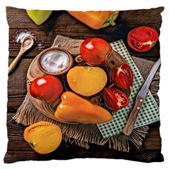 Tomatoes And Bell Pepper - Italian Food Large Flano Cushion Case (two Sides) by ConteMonfrey