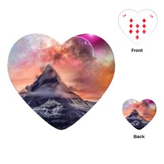 Mountain Cosmos Universe Nature Playing Cards Single Design (heart) by Wegoenart