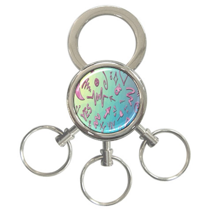 Pink Yes Bacground 3-Ring Key Chain