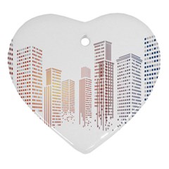 Buildings, Building City Building Condominium Skyscraper Heart Ornament (two Sides) by Jancukart