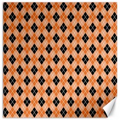 Halloween Inspired Black Orange Diagonal Plaids Canvas 16  X 16  by ConteMonfrey