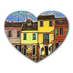 Colorful Venice Homes Heart Mousepads by ConteMonfrey
