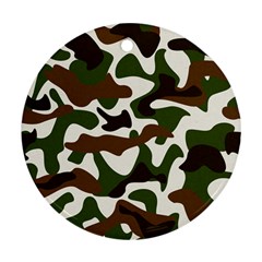 Camouflage Print Pattern Round Ornament (two Sides)