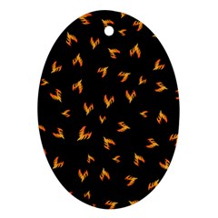 Pattern Flame Black Background Ornament (oval)