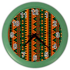 African Pattern Texture Color Wall Clock by Ravend