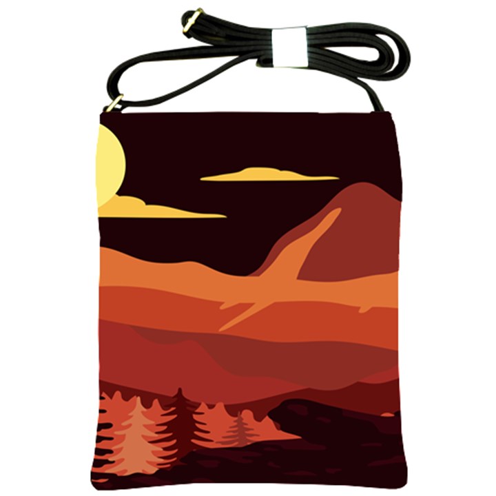 Mountain Forest Full Moon Shoulder Sling Bag